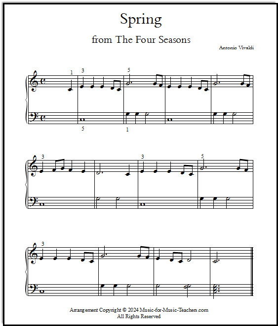 Vivaldi Spring piano sheet