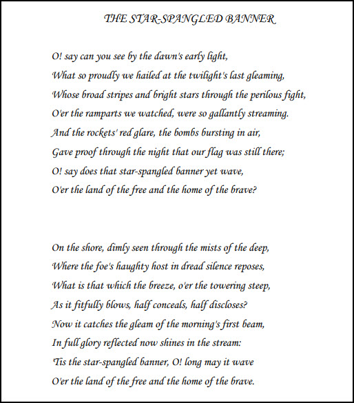 All lyrics Star Spangled Banner