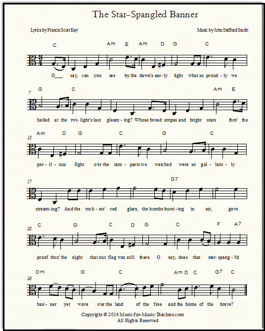 Star-Spangled Banner voor altviool - 2 toetsen