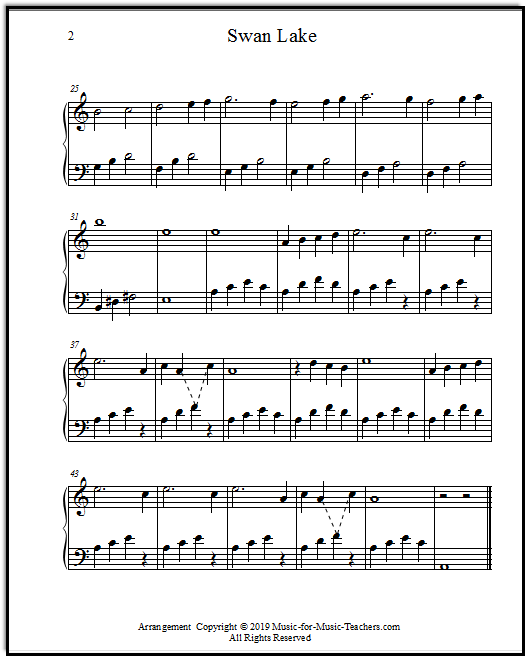 Easy Piano Sheet Music Swan Lake, Free!