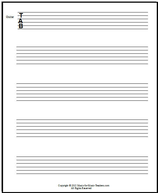 Guitar tablature paper - many sizes!