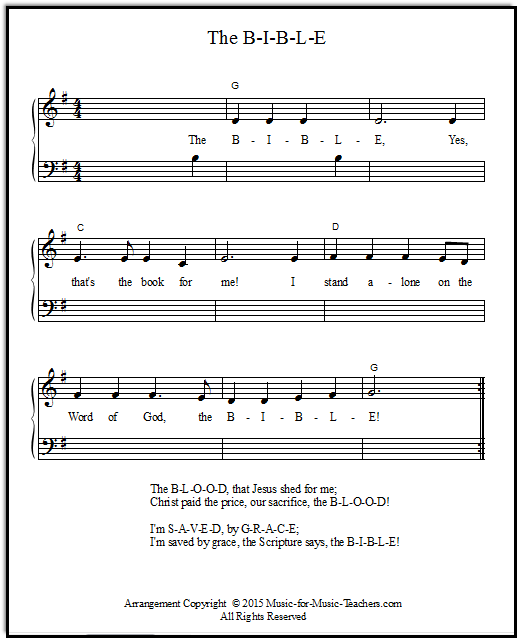 The B-I-B-L-E song for beginner piano