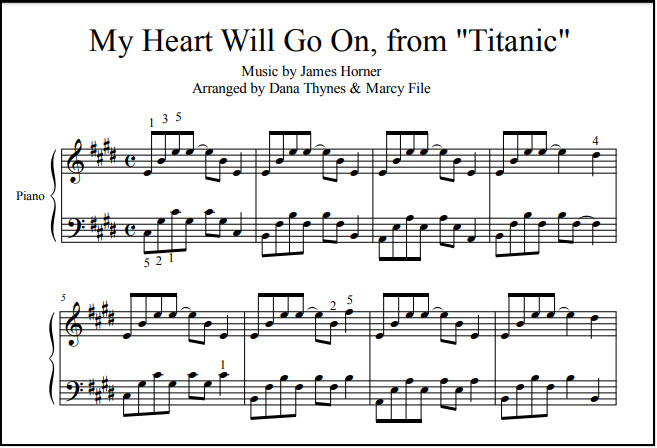 Easy Partition Piano Titanic - My Heart Will Go on Sheet music for