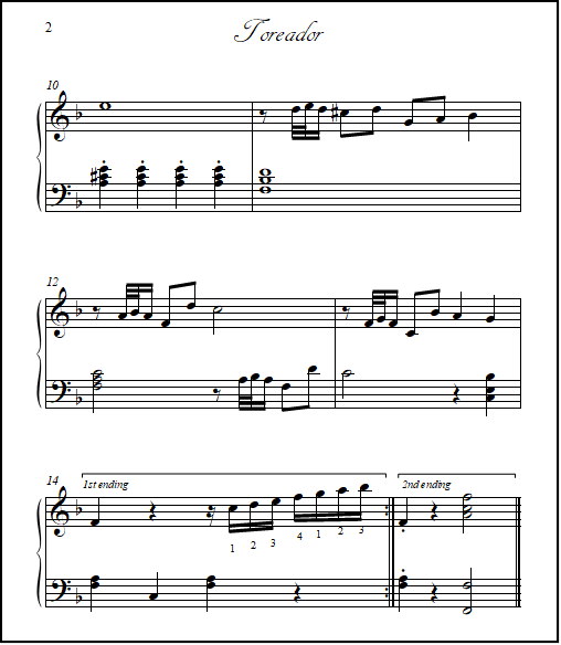 Toreador piano sheet music