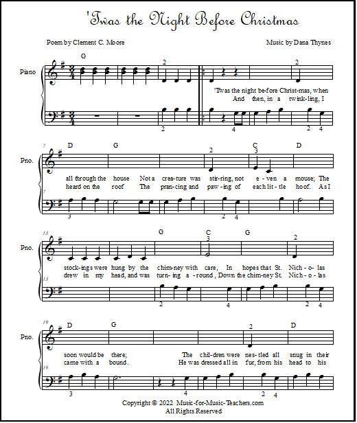 'Twas the Night Before Christmas sheet music