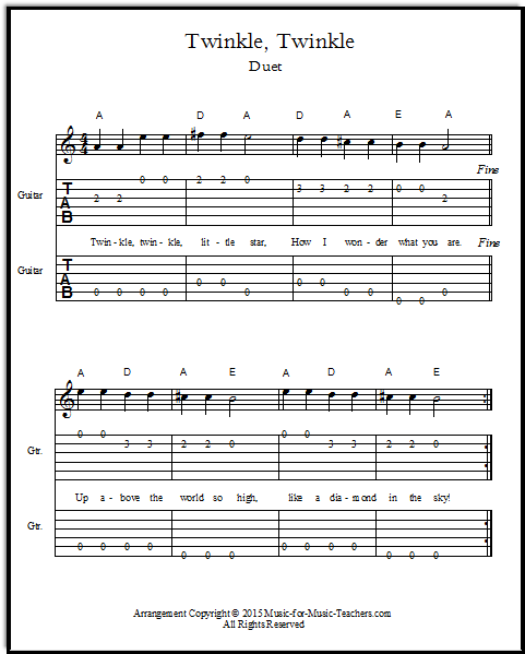 Intacto aplausos Criatura Twinkle Twinkle Little Star Music for Guitar and Violin, FREE