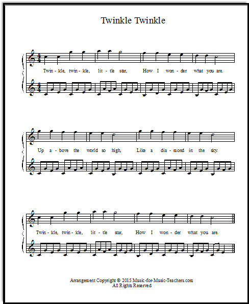 Twinkle, Twinkle, Little Star: Beginner Sheet Music with Chords and Lyrics