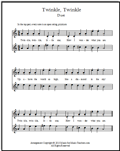 Twinkle Twinkle Little Star Music for Guitar and Violin, FREE