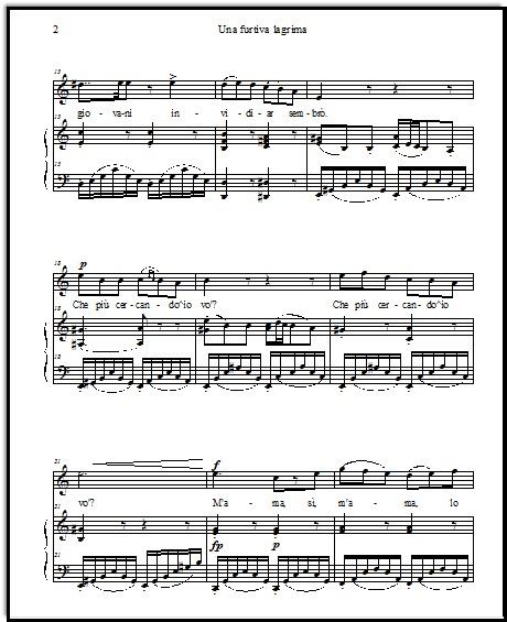 Una furtiva lagrima by Donizetti, short aria in 5 keys