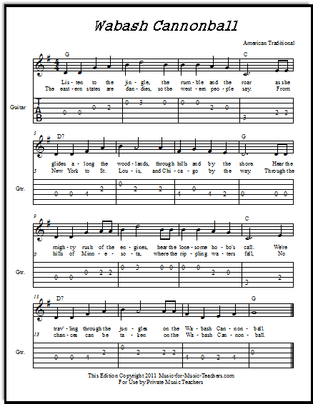 Wabash Cannonball Beginner Guitar Song