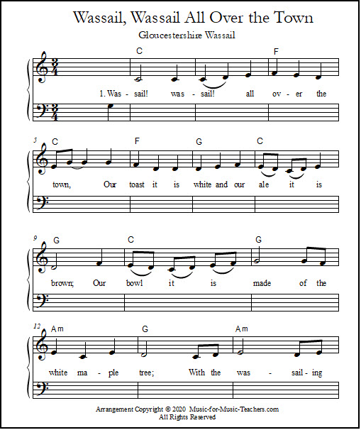 Piano song for Christmas "Wassail"