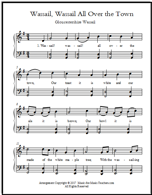 Wassail Song for easy piano