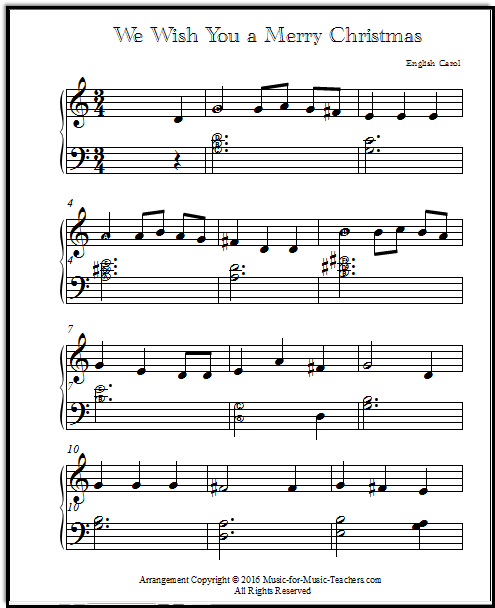 We Wish You A Merry Christmas Free Sheet Music