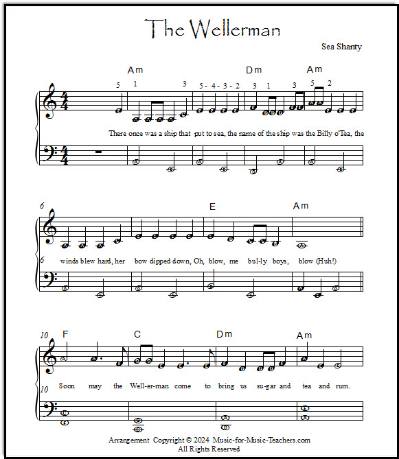 Wellerman with letters in the notes