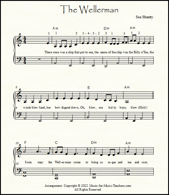 Sheet music for piano and voice