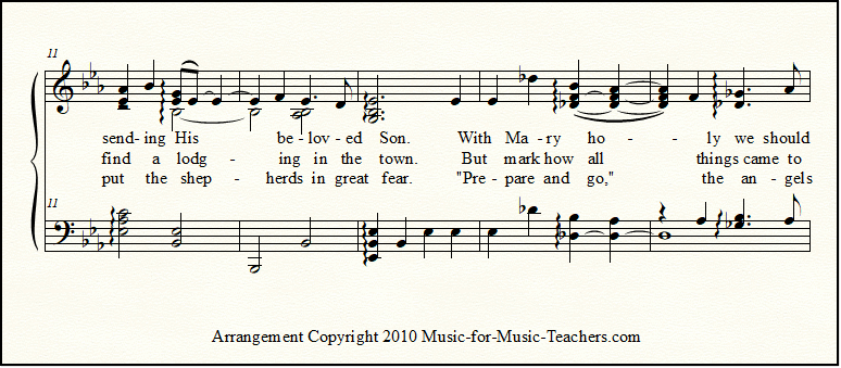 Wexford Carol in Eb for piano, bottom of page 1