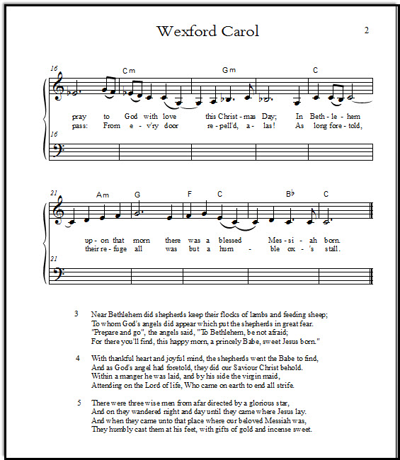 Wexford Carol lead sheet