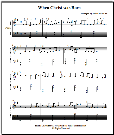 Printable Sheet Music For Christmas Free When Christ Was Born In Two Versions
