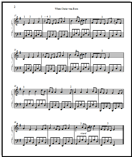 Printable Sheet Music for Christmas, Free! When Christ was Born in Two Versions