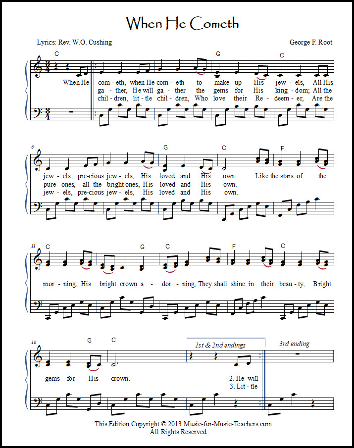 hymn sheet music When He Cometh