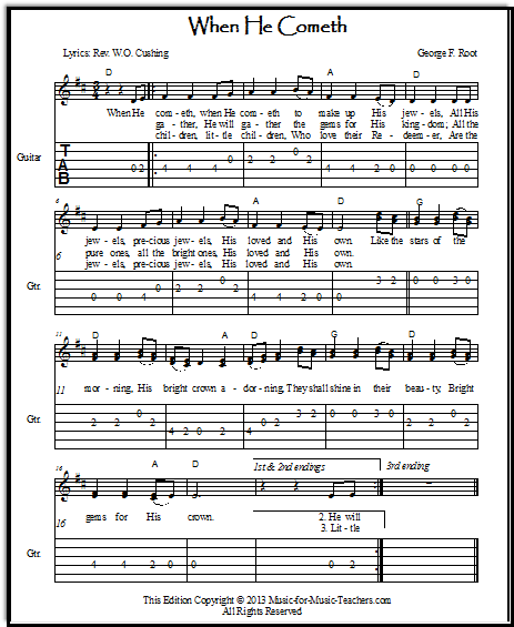 Lead sheet with guitar tabs for Jewels song