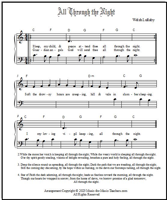 Middle C lullaby sheet music