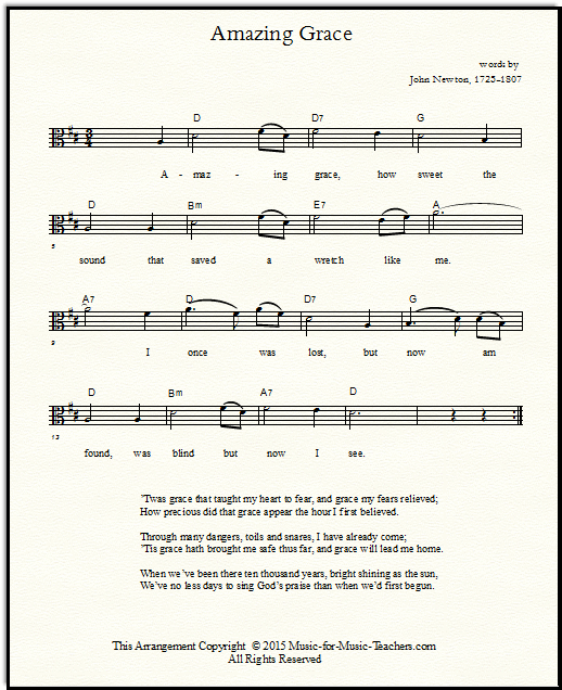 Viola sheets for Amazing Grace