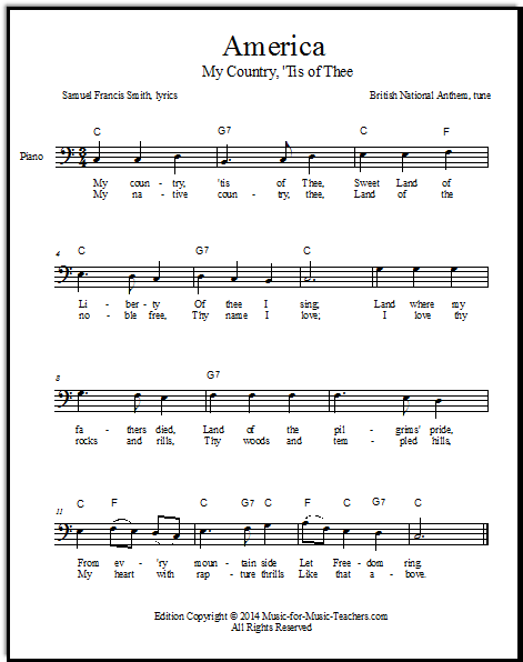 America for bass clef instruments