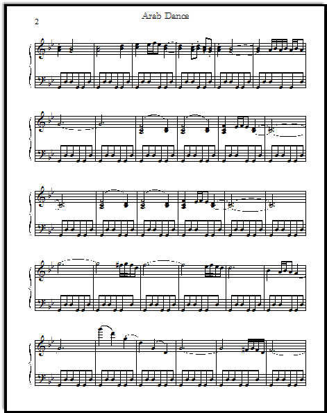 Arabian Dance from Tchaikovsky's Nutcracker Suite for intermediate piano.  Download this printable sheet music for piano, FREE!
