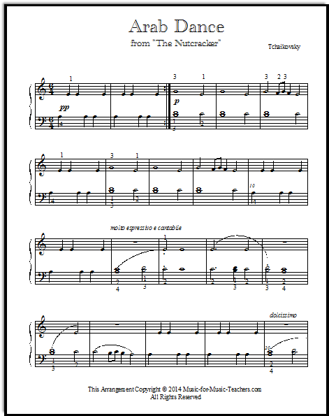 Arab Dance or Arabian Dance, a greatly simplified piano arrangement.