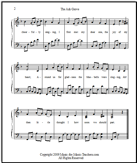 Free vocal sheet music The Ash Grove