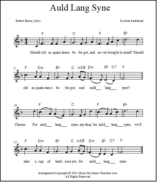 Auld Lang Syne sheet music