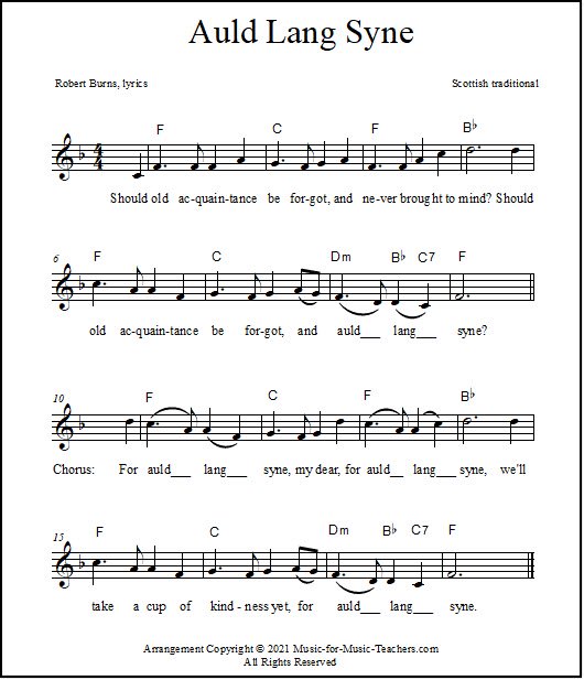 Auld Lang Syne sheet music