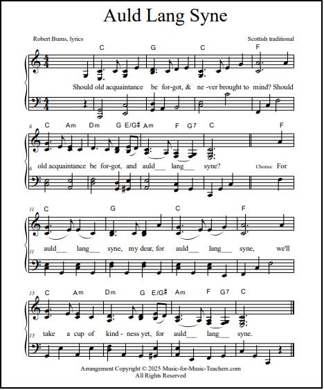 Auld Lang Syne piano music