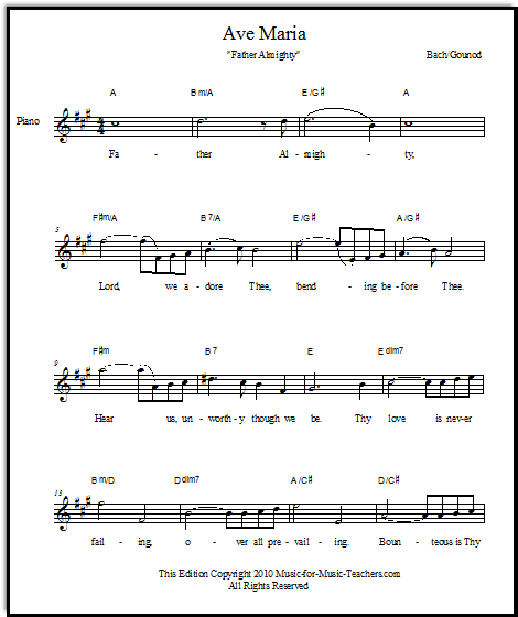 Ave Maria lead sheet