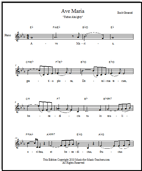 free Ave Maria sheet music, Music-for-Music-Teachers.com