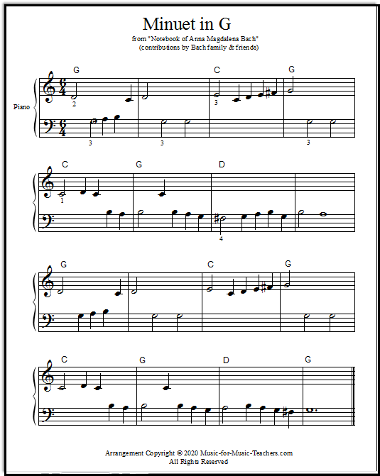 Bach Minuet for beginner piano