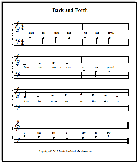 Beginner song for piano "Back and Forth"