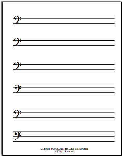 Bass clef free staff paper