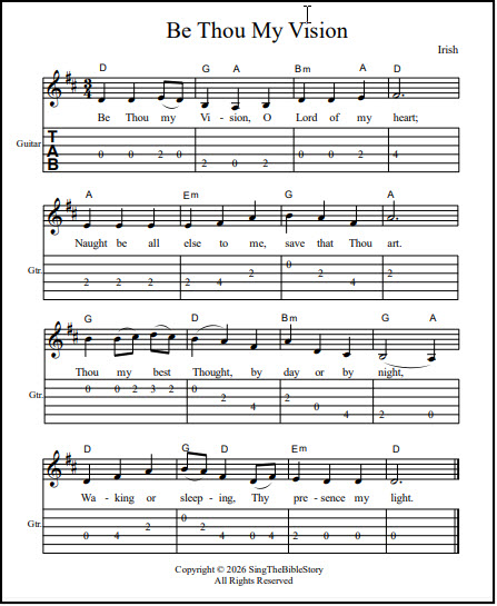 Guitar tabs Be Thou My Vision