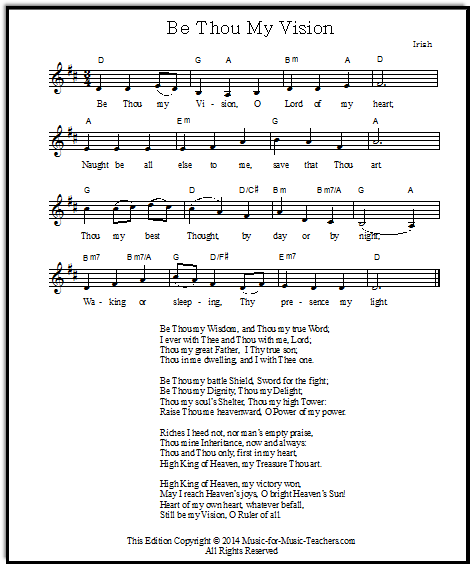 Hymn lead sheet Be My Vision