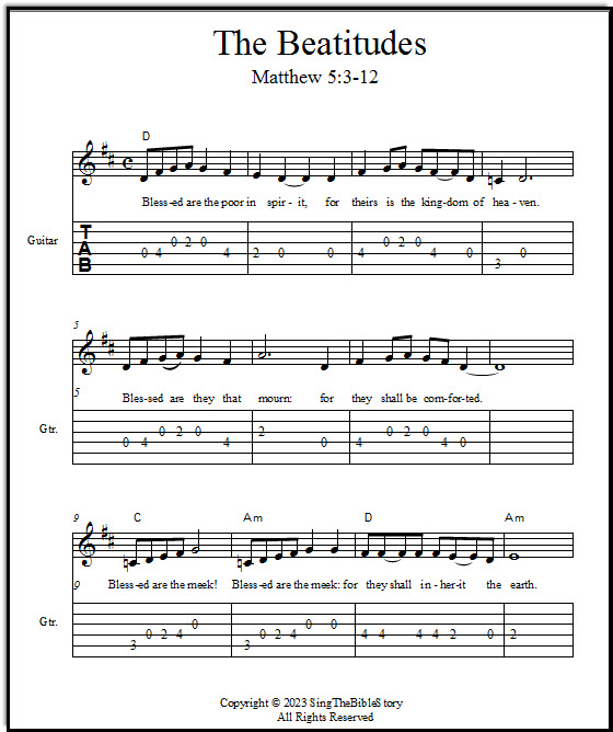 Guitar tabs The Beatitudes