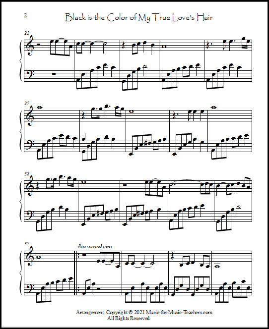 Black is the Color of My True Love's Hair sheet music