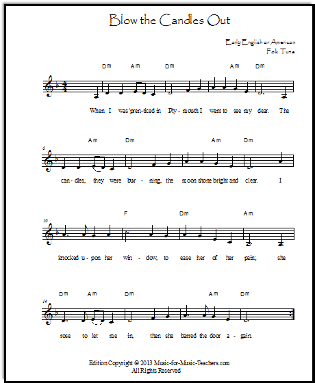 Lead sheets for Blow the Candles Out, with chord symbols