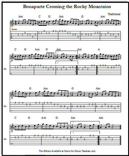 Bluegrass tab for Bonaparte Crossing the Rocky Mountains