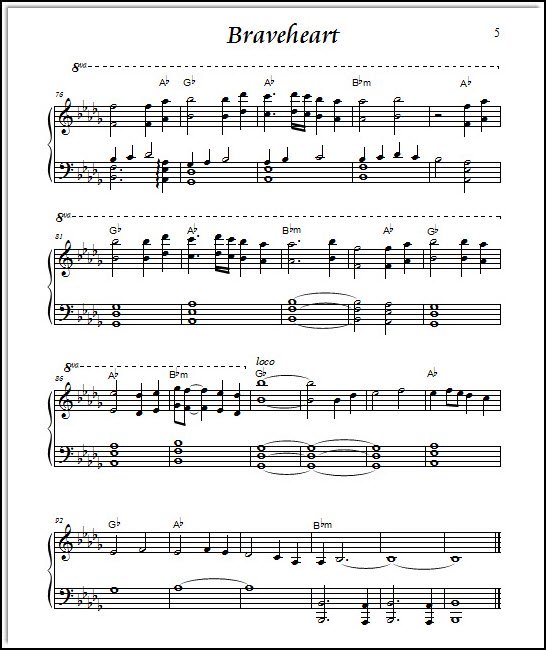 Sheet music for Braveheart movie