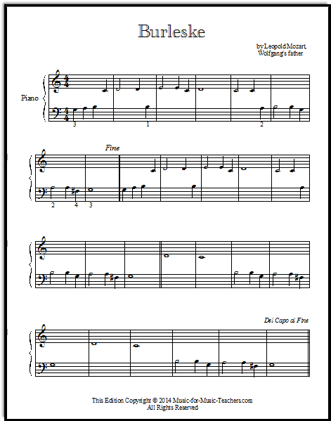Piano music Burleske by Mozart