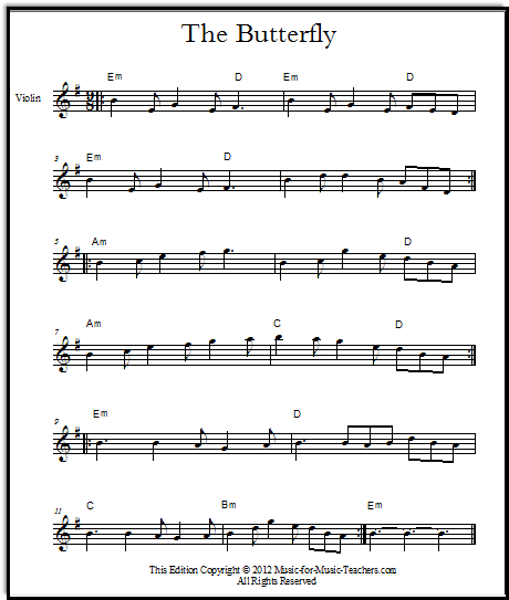 Free Irish Fiddle Sheet Music The Butterfly