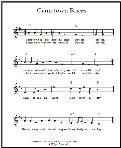 Camptown Races lead sheet