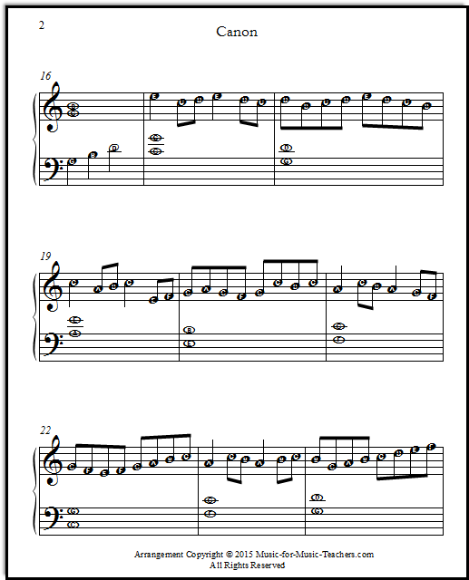 Canon in C Sheet music for Piano (Solo) Easy